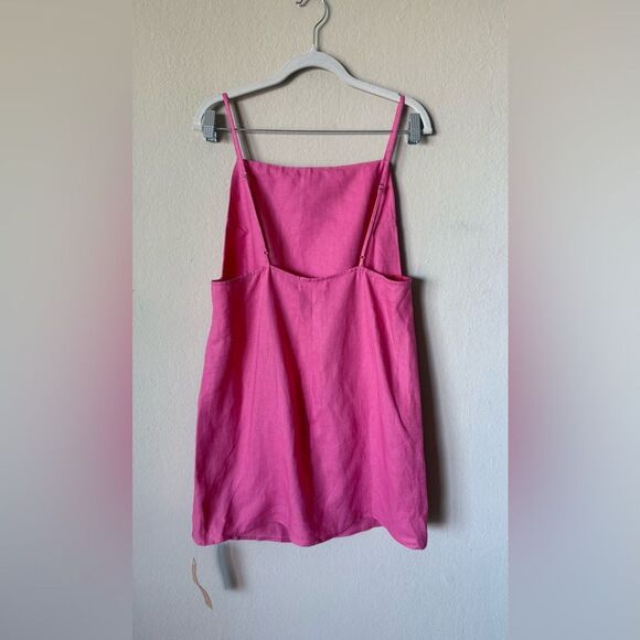 NWT Reformation Wiley Linen Mini Pink Dress Size 10 - Picture 7 of 9